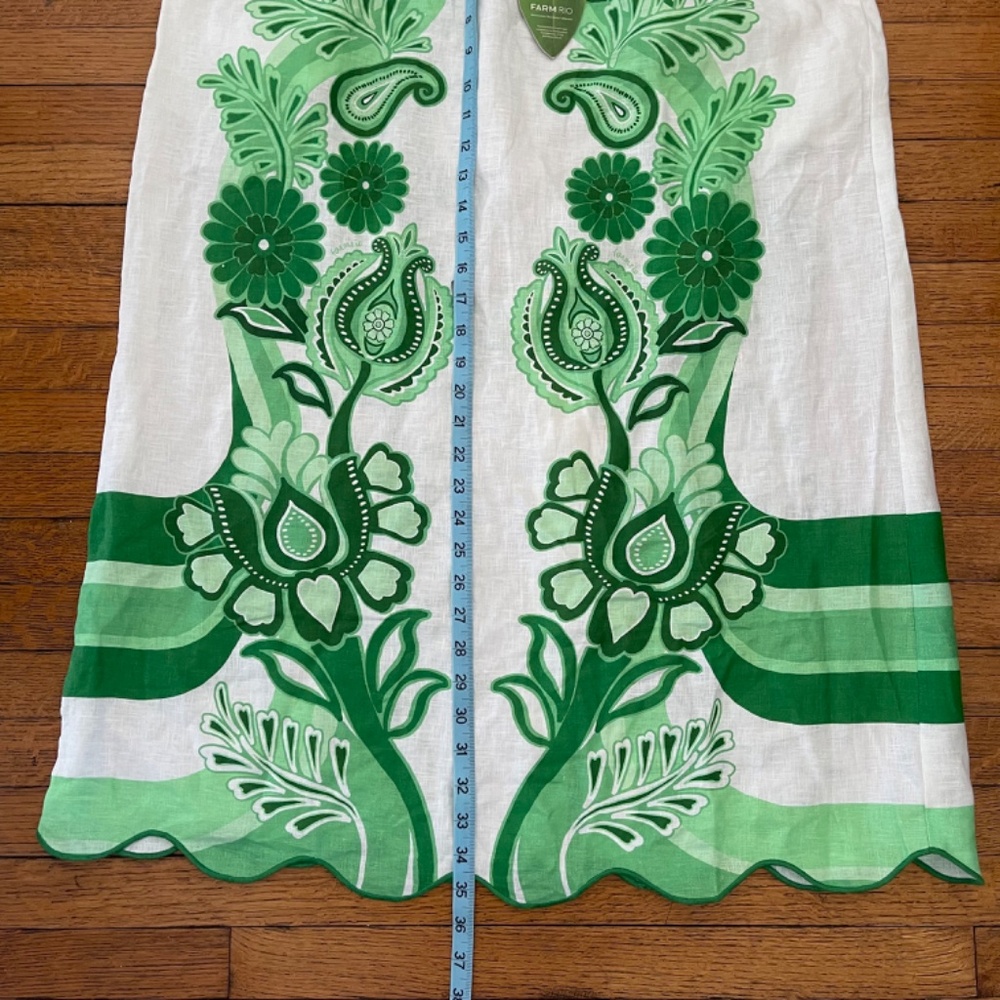Farm Rio Green Festival Color Midi Skirt and Cropped Blouse Set Size XL. NWT - Picture 4 of 15